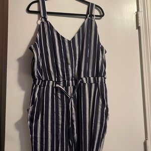 Blue and white striped jumper